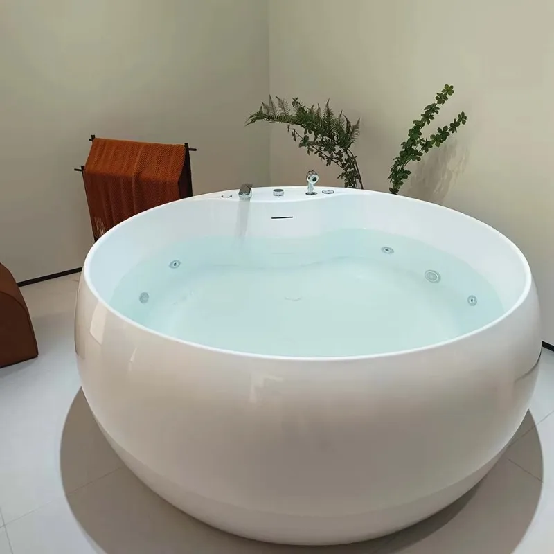 

Round Acrylic Freestanding Whirlpool Bath Therapy Spa Bath Jacuzzi with Air Jet and Light Emitting Diode