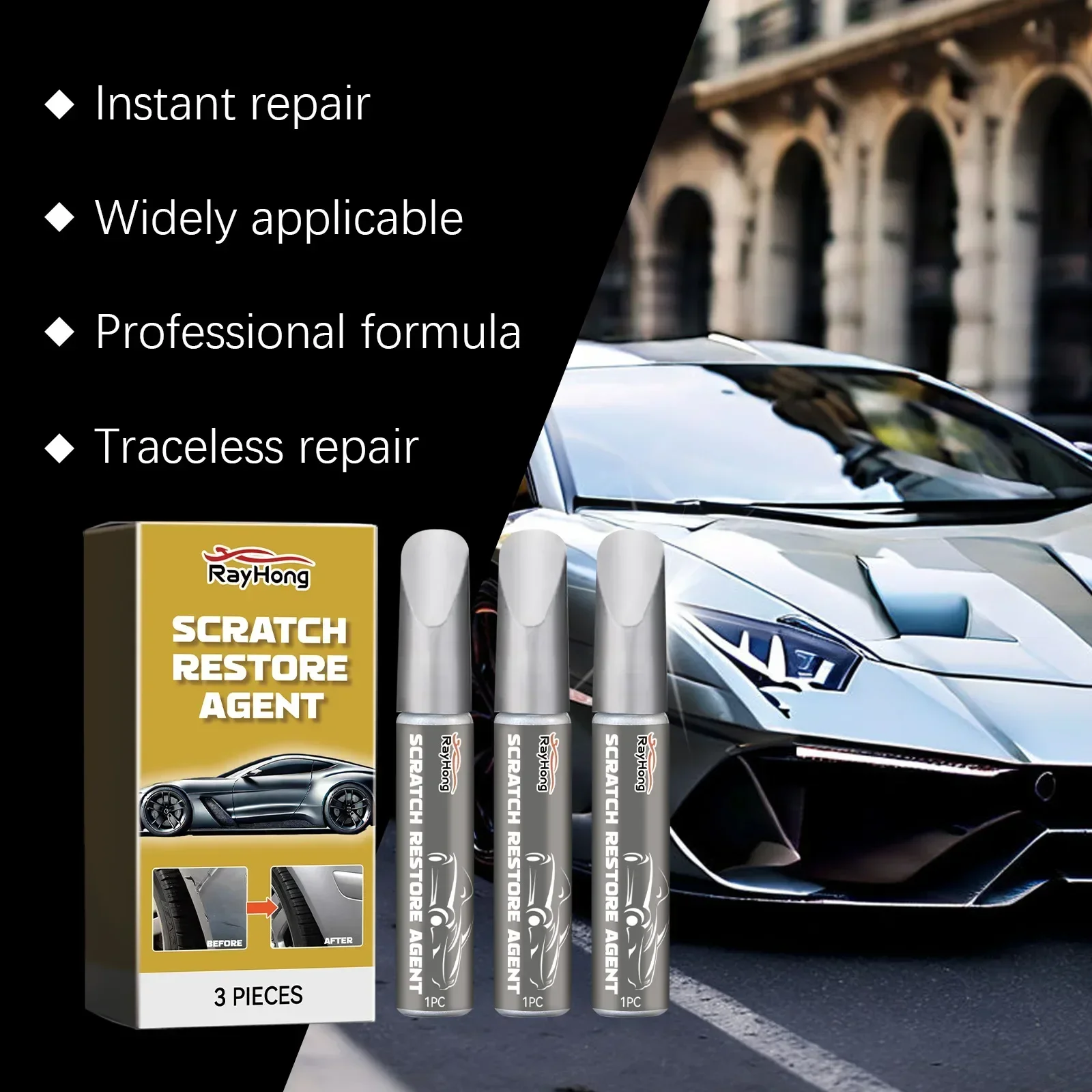 Portable Car Scratch Repair Pen Quick Fix Precise Control Easy Application MultiColor Options traceless vehicle Paint care