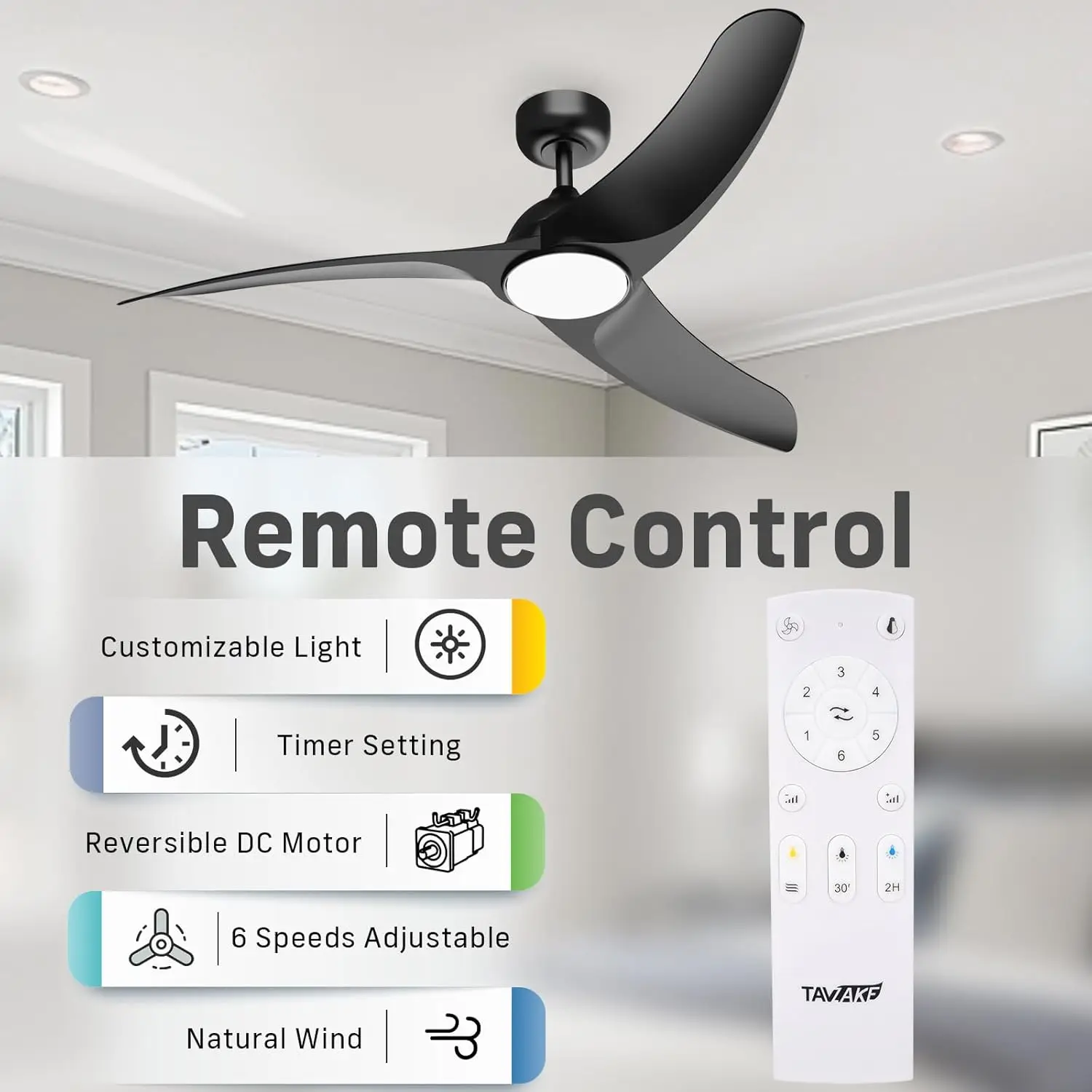 Ceiling Fans With Lights, 42 Inch Low Profile Ceiling Fan With Light And Remote, Flush Mount, Led Dimmable, 6 Speeds, Quiet