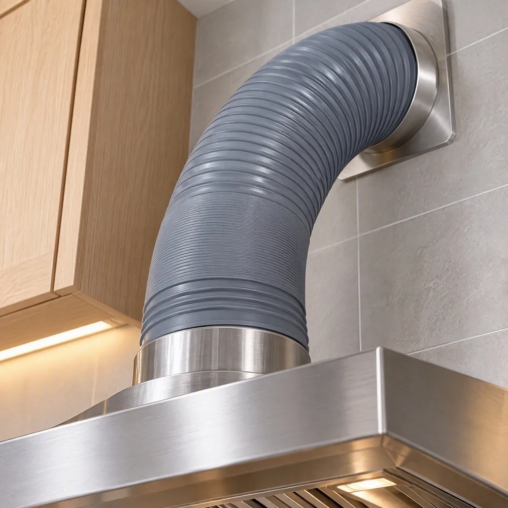 Efficient Smoke Removal Pipe for exhaust Fan Range Hood Duct Reinforced Design Bendable Installation Low Wind Resistance