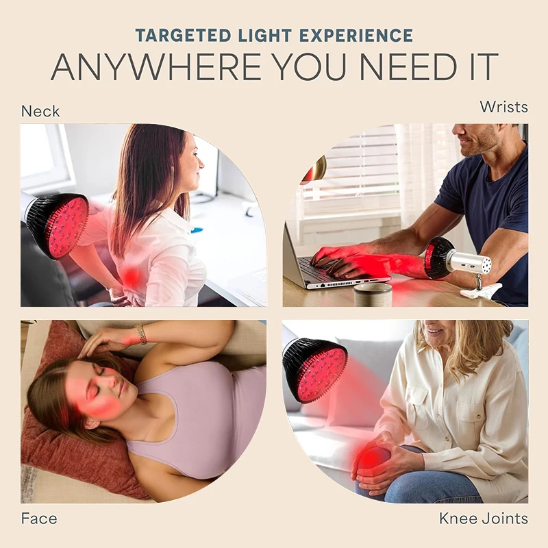 18pcs Red Lights Lamp Therapy Holder 360° Adjustable Clamp 660&850nm Infrared Combo Bulb for Relief and Recovery Skin Care Pain