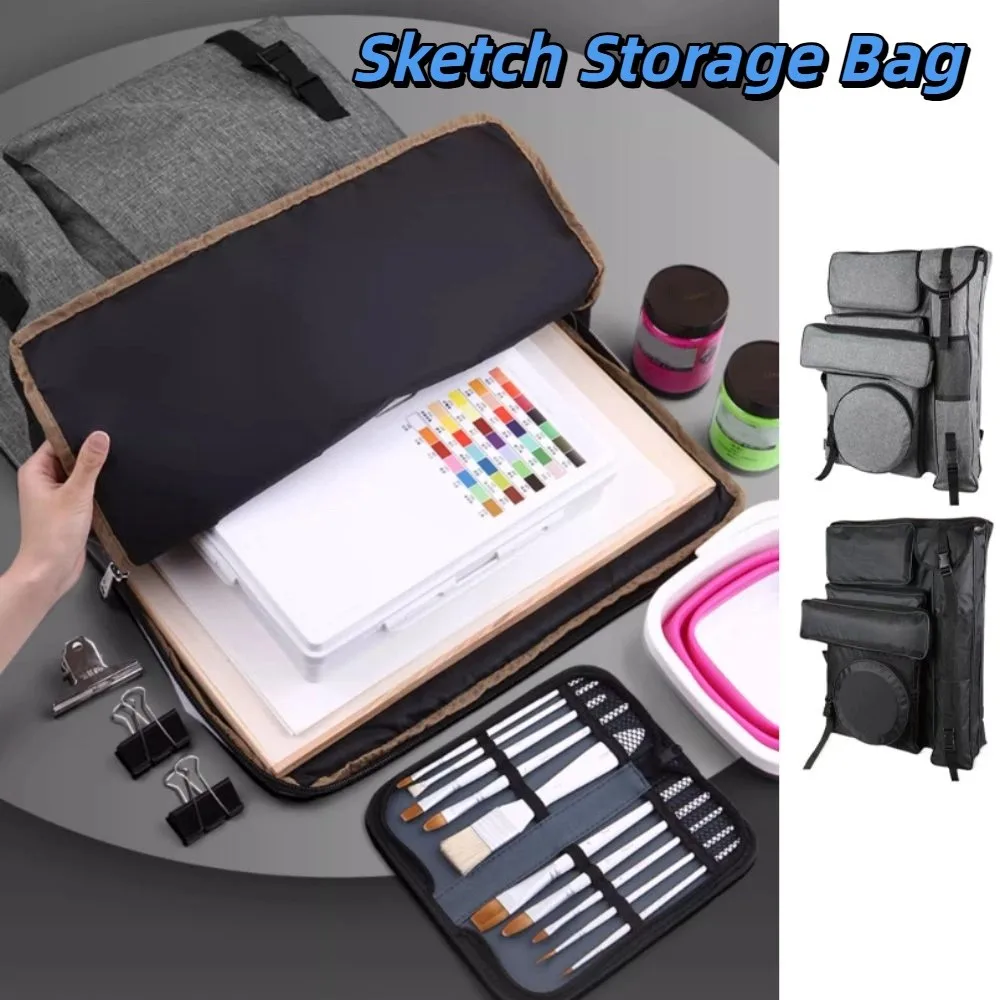 Simple Canvas Sketching Tools Art Bag Waterproof Durable Sketch Storage Bag Large Capacity Artist Canvas Backpack Students