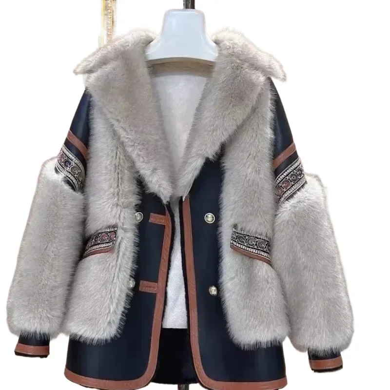 [Polyester Material] National Style Socialite Winter Fur Environmental Protection Fur Coat Coat Explosion New Fur Warm Loose