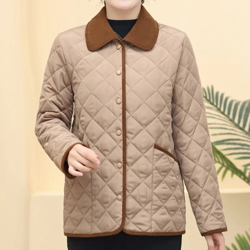 

Autumn Winter Parkas Short Down Cotton Jacket Women New Fashion Loose Thin Warm padded Coat Middle Aged Mom Female Outwear W1002