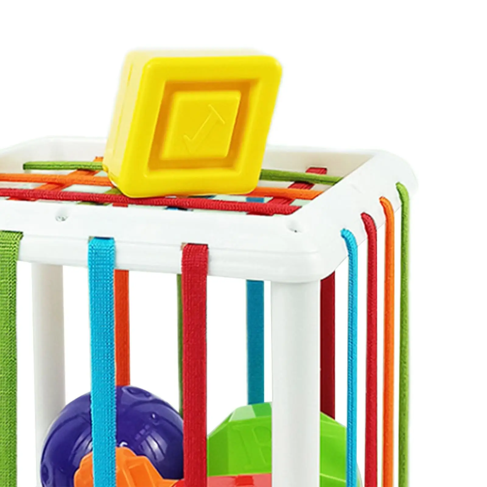 Colorful Cube Bin Montessori Toy for Toddlers Learning Shapes and Colors