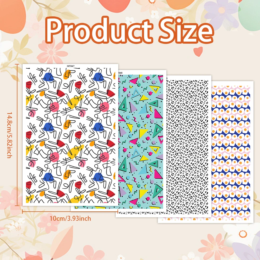 Cute Eggs Ruler Leopard Line Pattern Soft Ceramic Earrings Water Soluble Disposable Sticker for Diy Jewelry Making Decal