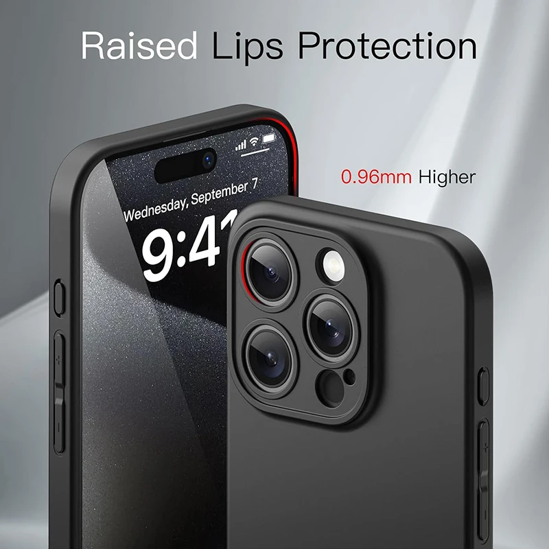 Matte Silikon-Softcover für iPhone 16 15 14 Plus 13 Mini Pro Max SE 2022 2020 Einfarbig Schwarz Schlanke Hülle – Detail 3