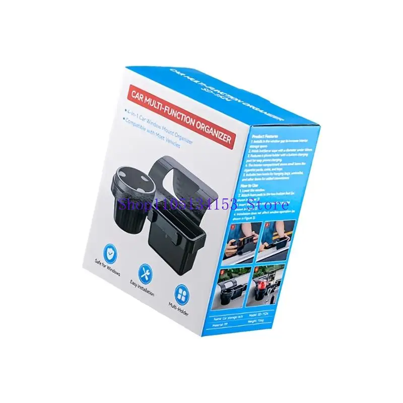 

hg89 Universal Car Door Mounted Phone Holder & Storage Organizers With Multiple Compartments Suitable for Key Cups Phones