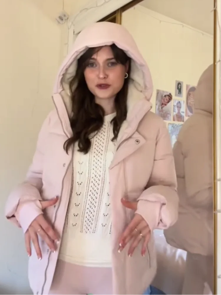 

Warm Cotton Jackets Loose Pockets Detachable Hats Short Women's Outerwear Sweet Cute Versatile Winter Female Outfits