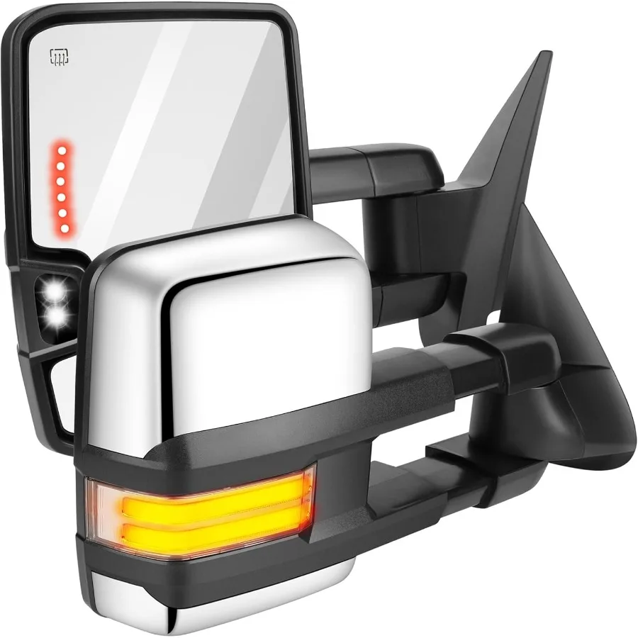 

Towing Mirrors Fit for 2003-2006 Chevy Silverado and GMC Sierra Pickup Trucks with Power Adjusted Heated LED Turn Signal Runnin
