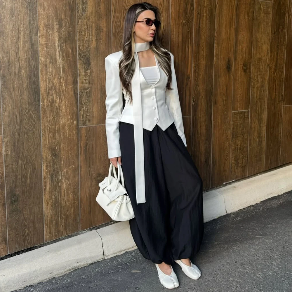 2025 Nuovo scollo a V Sciarpa Giacca sportiva da donna Elegante vita stretta monopetto Cappotto a maniche lunghe Donna Casual Slim Blazer