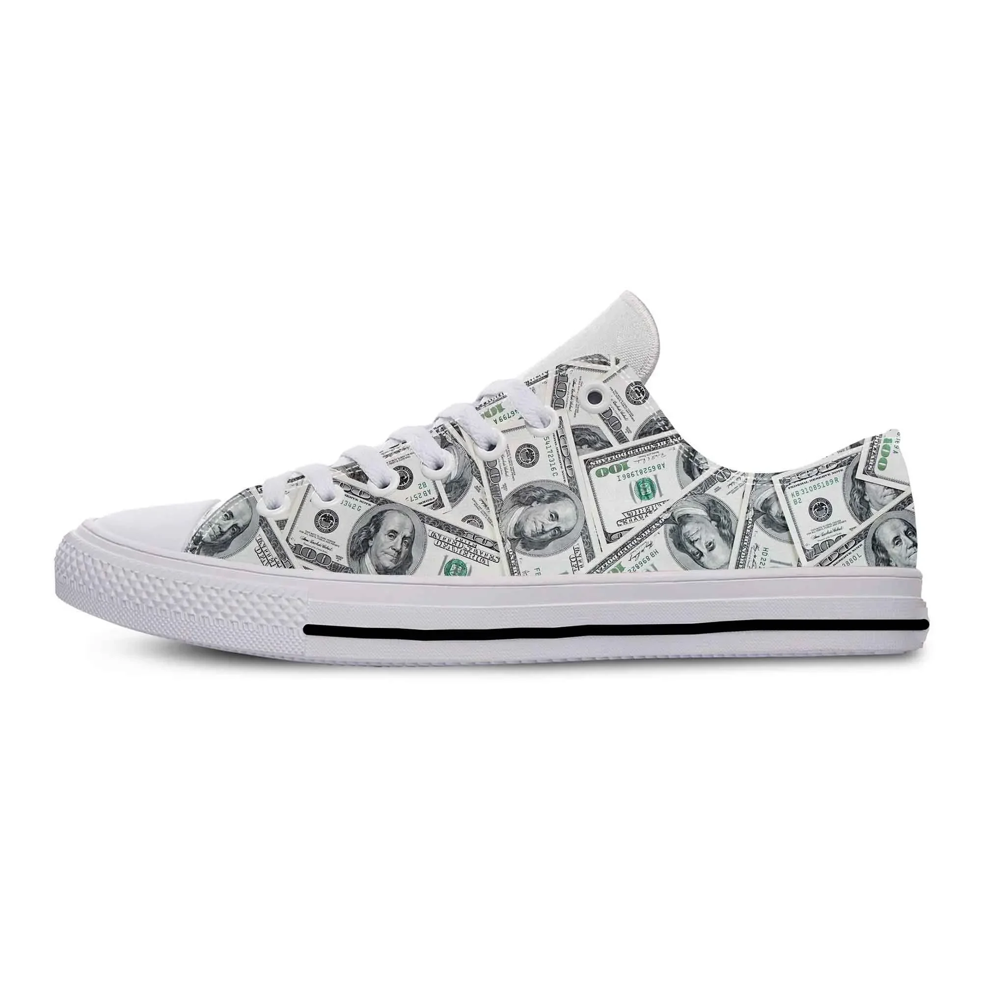 

Gothic Dollar Money Pattern Funny Fashion Popular Casual Cloth Shoes Low Top Comfortable Breathable 3D Print Men Women Sneakers