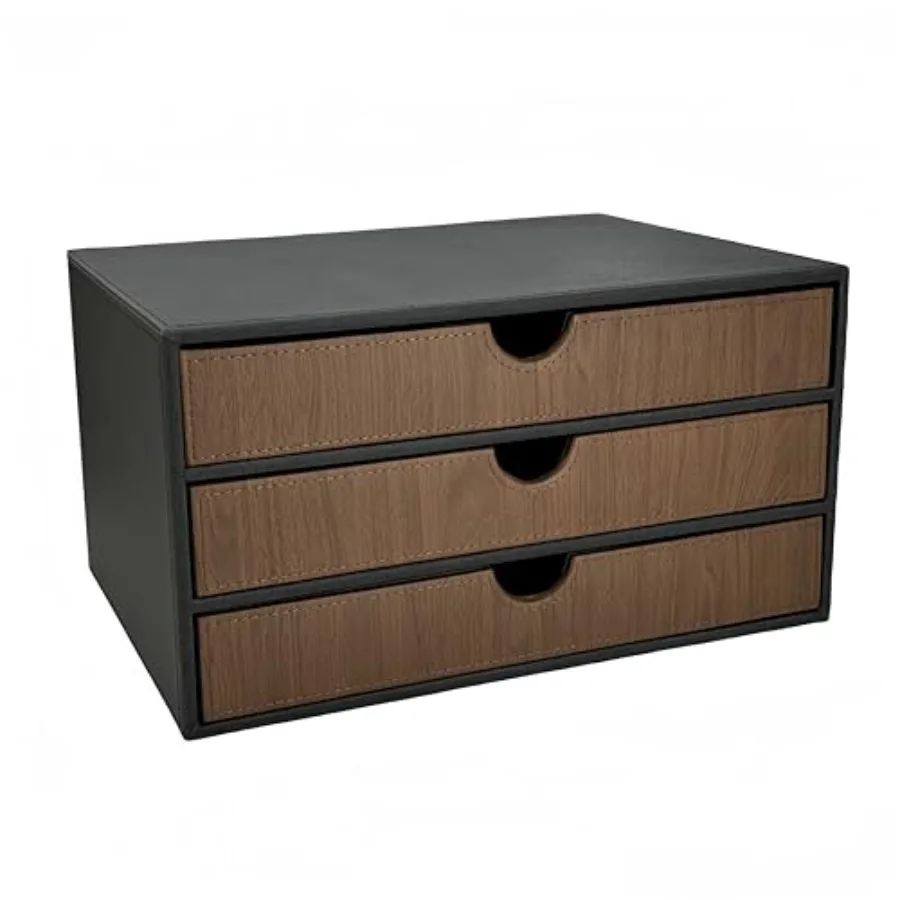 

Органайзер для стола из кожи с 3 ящиками и держателем для файлов формата А4 — модульный штабелируемый контейнер для хранения канцелярских принадлежностей, документов, счетов и украшений