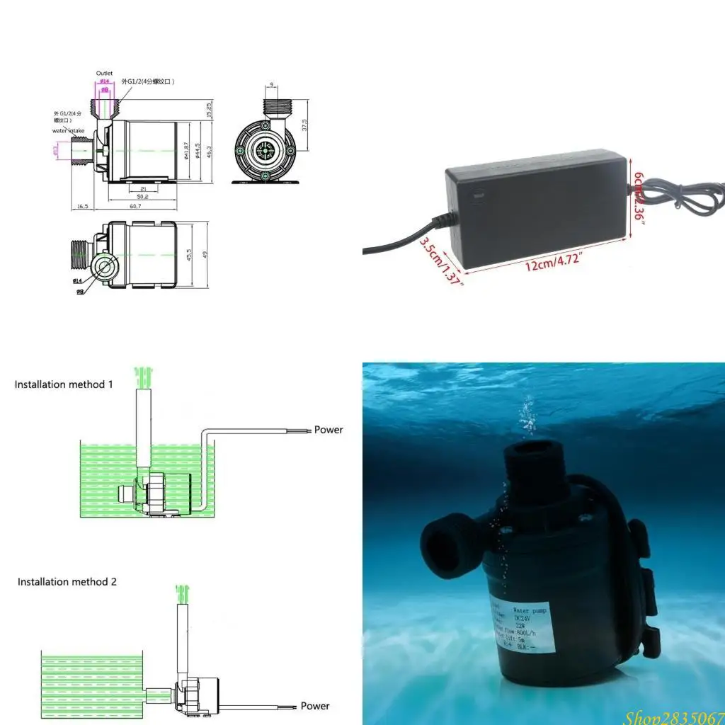 

DC24V/12V Micro бесщеточный моторный водяной насос -Streaded Водяной насос для солнечных батарей, рыбный пруд, аквариум