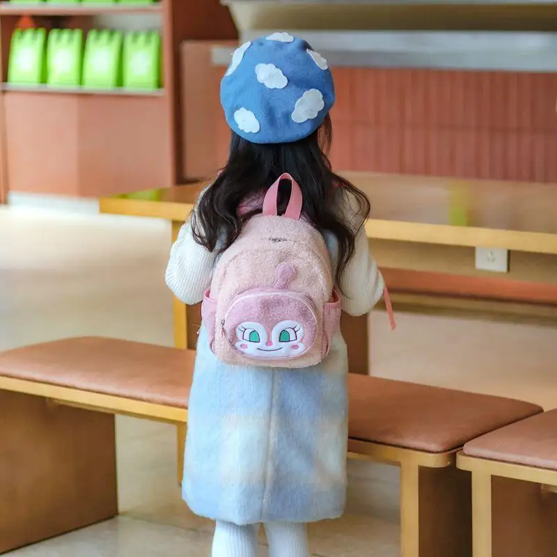 24Cm Anpanman Baikinman Plush Large Capacity Backpack Metal Cartoon Modeling Zipper Adjustable Shoulder Strap Student Travel Bag