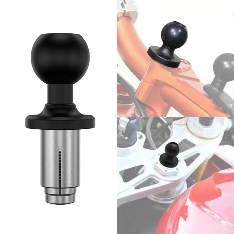 Motorcycle Front Fork Stem Base Ball Adapter Rubber 1 inch Ball Head Compatible for Gopro 10 9 insta360 Mount Smartphone Holder