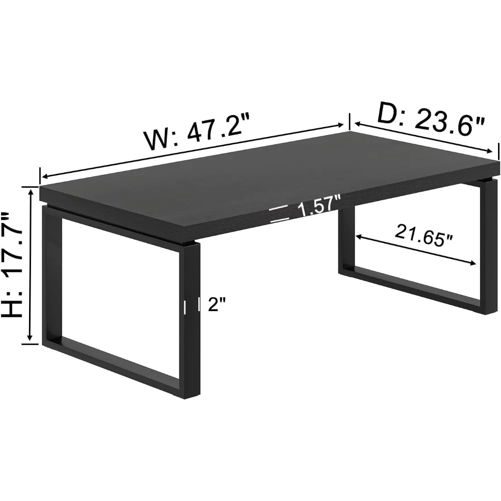 Modern Rustic Coffee Table, Rectangular Living Room Centerpiece, Industrial Style Home Office Table, Suitable for Casual and For