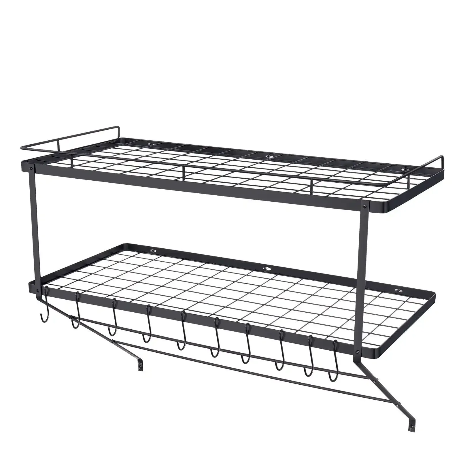 

Pot Rack Wall Mounted, 30 inch Pot and Pan Hanging Rack, Pot and Pan Hanger with 12 S Hooks, 55 lbs Loading Weight