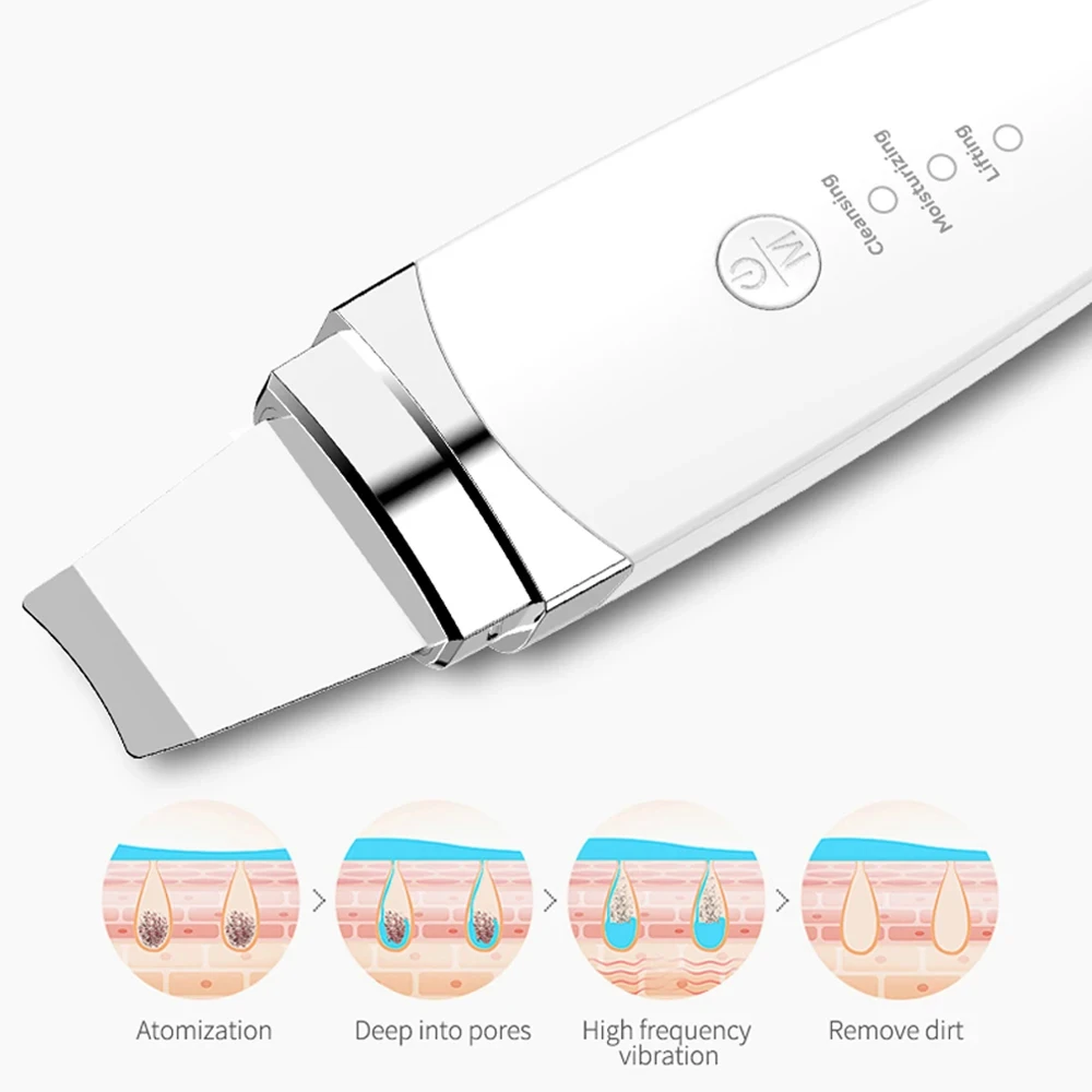 Ultrasonic Skin Scrubber Facial Cleanser Blackhead Remover Face Cleaning Nano Facial Steamer Peeling Shovel Pore Cleaner Machine