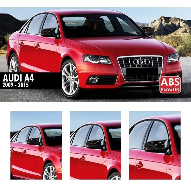 Bat Style Mirror Cover For Audi A4 B8 Glossy Black, Audi A4 2009 2010 2011 2012 2013 2014, Piano Black, Left & Right