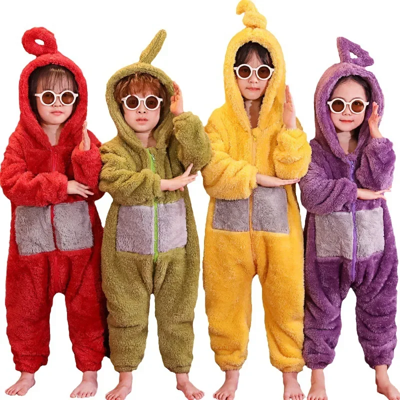 Pijama de Teletubbies para niños, disfraz de fiesta de Halloween, disfraces de Teletubbies suaves de manga larga, Cosplay de Lala