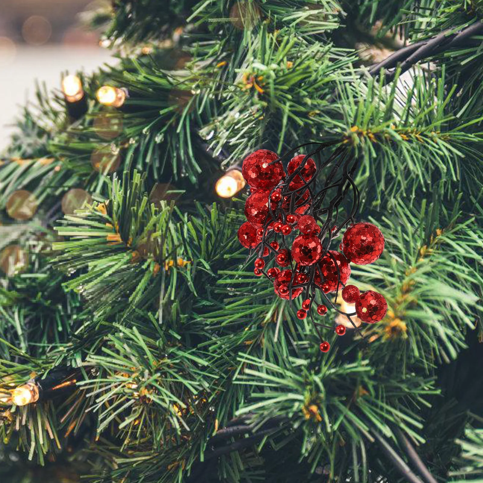 بريق الاصطناعي التوت الجذعية الديكور الأحمر عيد الميلاد يختار البريق شجرة عيد الميلاد الأغصان DIY بها بنفسك المواد الحرفية الجمال طويل الأمد