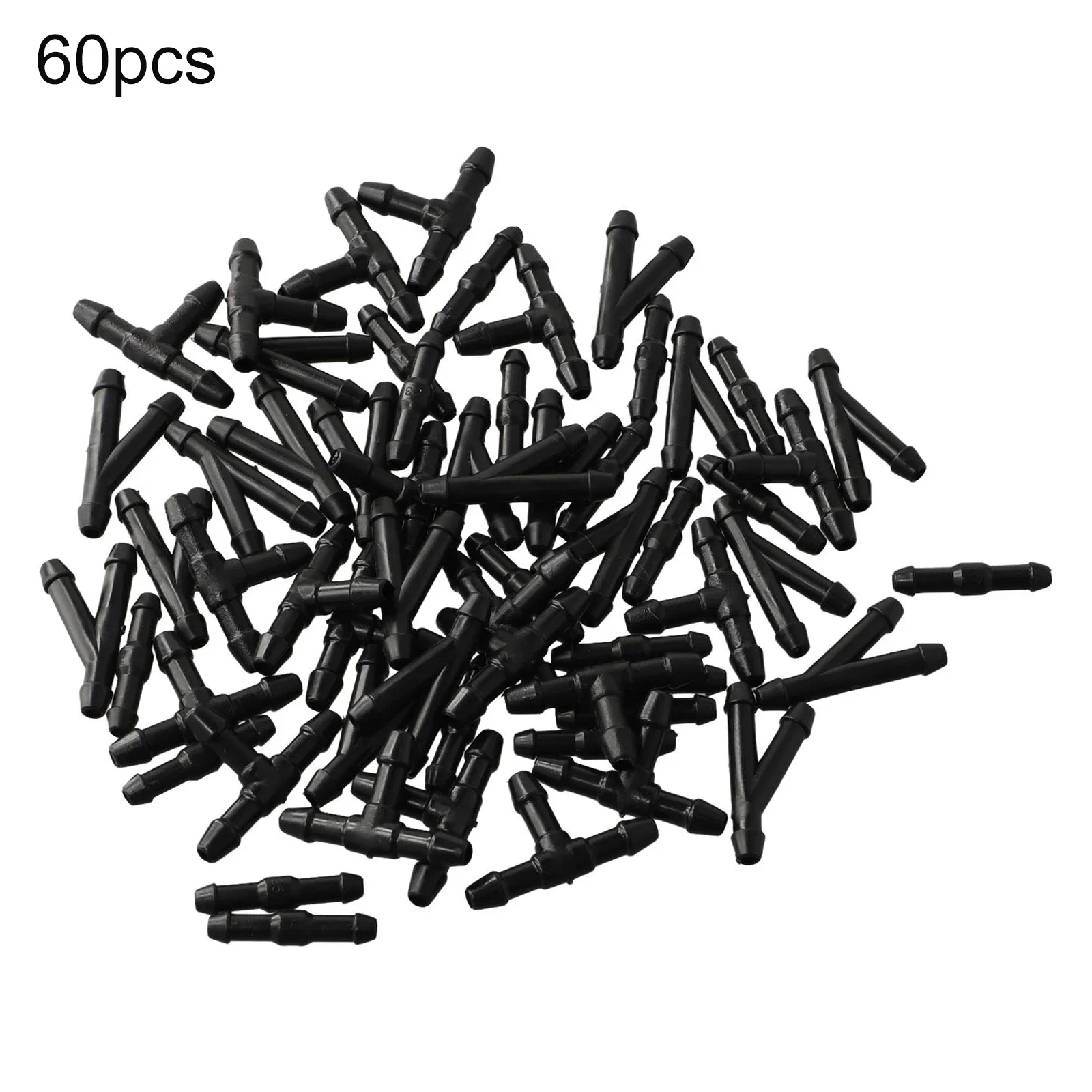 Splitter Connector Hose T/Y/I Type Tube Washer Black Fittings Joiner Pipe Plastic Pump Windscreen 60pcs Adapter