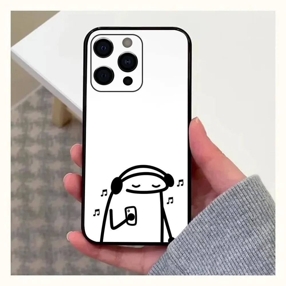 F-Flork Apple iPhone 15,14,13,12,11,Pro,X,XS,Max,XR,Plus,Mini 소프트 블랙 커버용 귀여운 웃긴 밈 전화 케이스