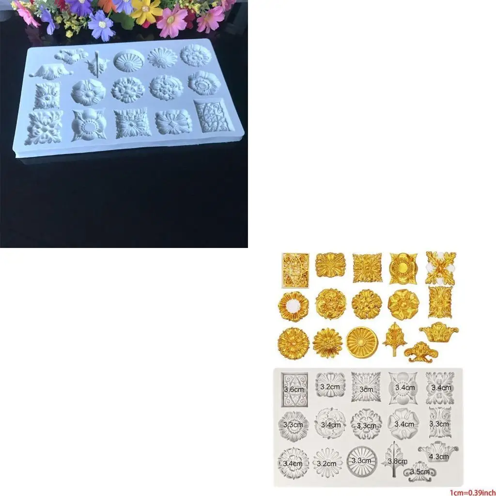 F19B 3D Bakeware Tools Sugarcraft Mould Cake Mold Vintage Embossed Pattern Environmentally Gift Silicone Mold