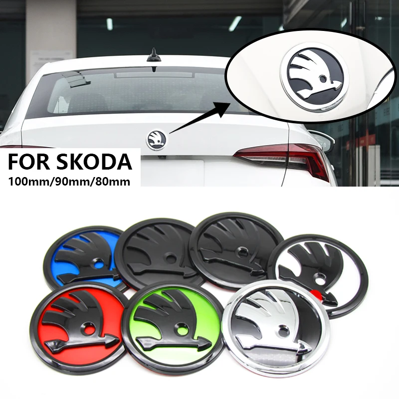 8/9/10cm Emblem Car Front Hood Badge Rear Trunk Sticker For Skoda S Skoda Kodiaq Fabia Kamiq Karoq Octavia 3 A5 A7 Rapid Scala