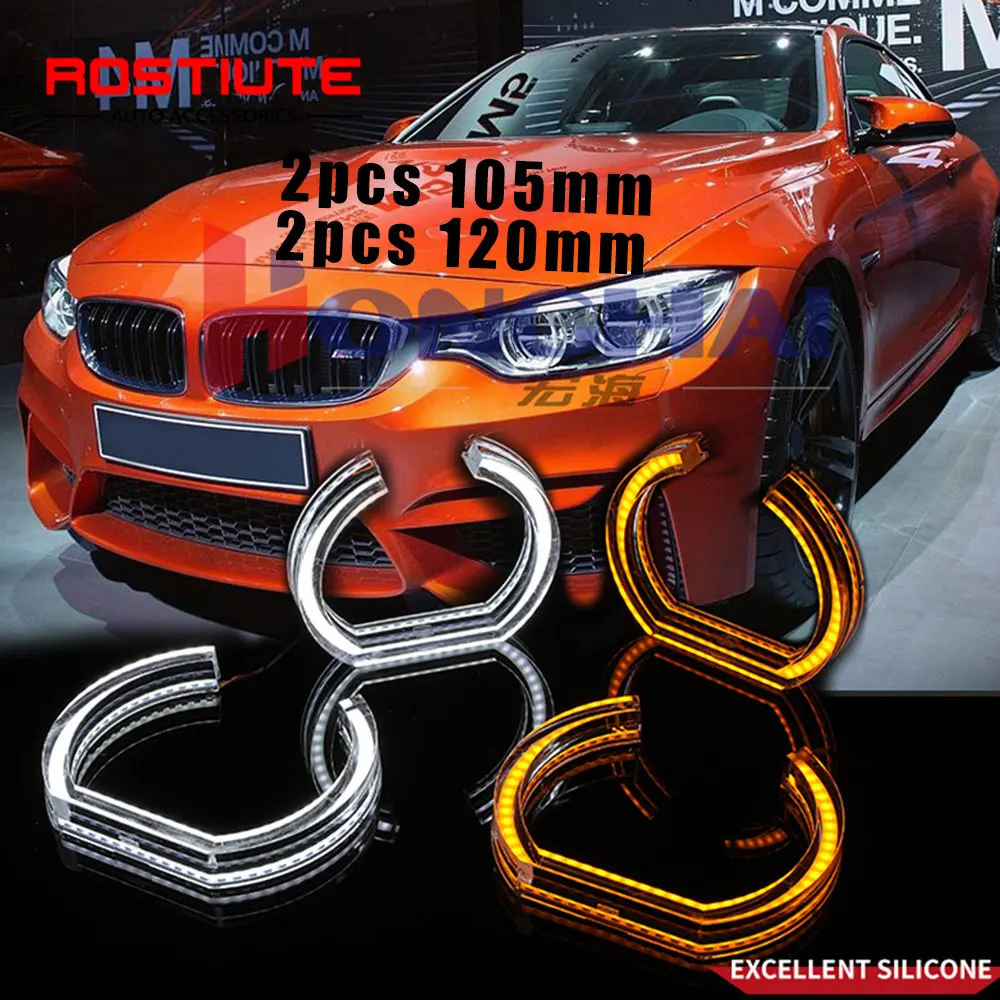 4PCS/Set LED Angel Eyes Halo Rings for Auto Car 105MM 120MM Bright Retrofit Led Angel Eyes Headlights DRL Day Running Lights