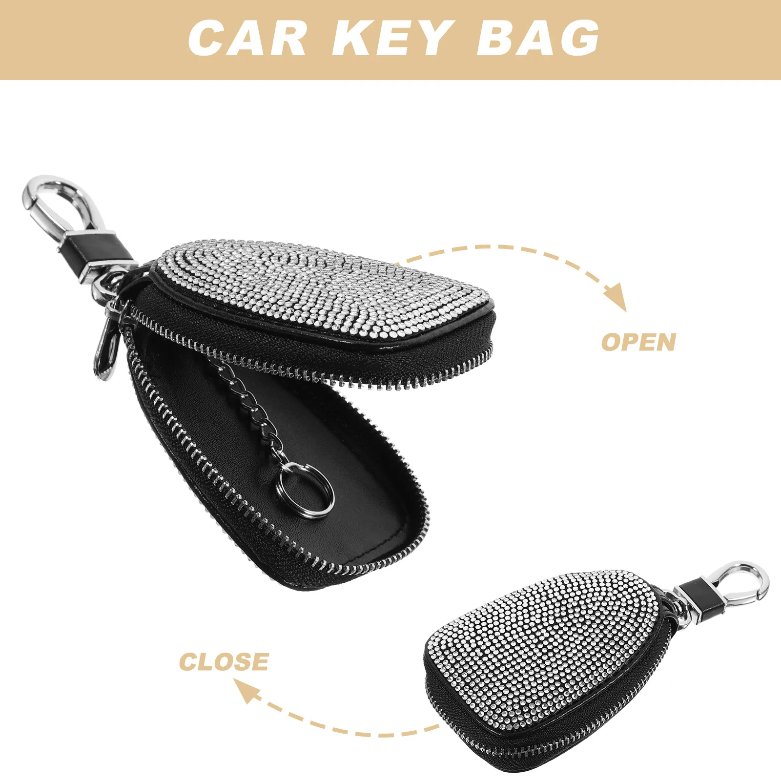 

Car Case Rhinestone Decorated Scratch Resistant Protective Cover For Remote Key Fob Small Key Bag With Zipper Pouch