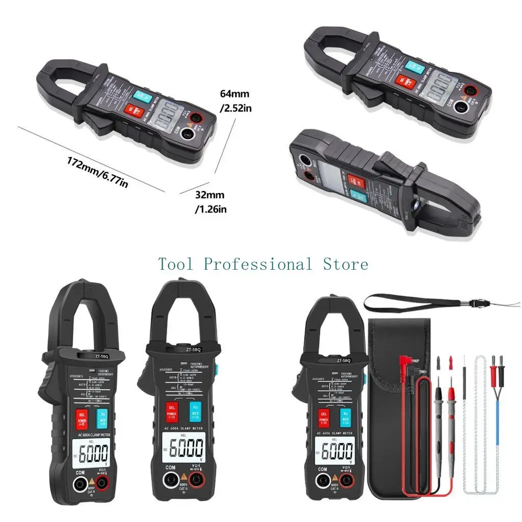 

57QF 6000 Counts Digital Clamp Meter 6-600V 600A Current Multimeter Ammeter Voltages