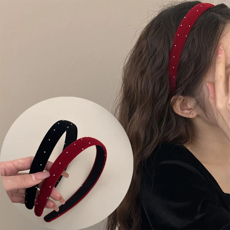 

1pcs Red Black Velvet Headband for Women Girls Hair Bands Elegant Hairband for Holiday Party Hair Accessories