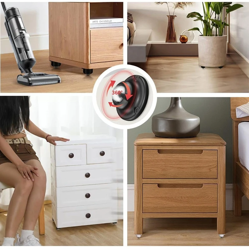 ABJI-16Pcs1inch Self Adhesive Caster Wheels For Furniture,28LBS Load Capacity, Swivel Wheels For Small Appliance Storage Bins