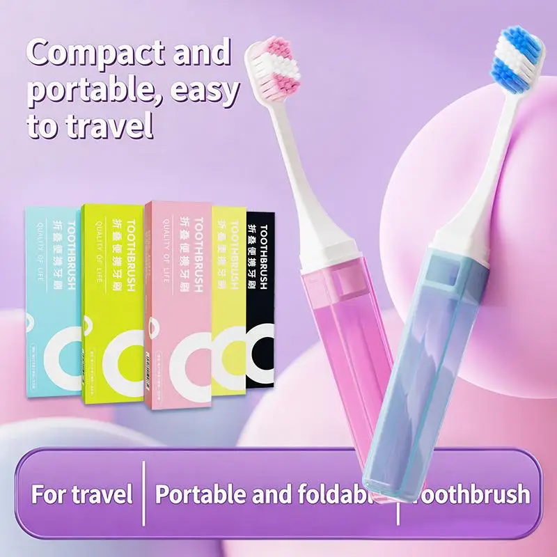 Hygiene Oral Portable Disposable Foldable Travel Camping Toothbrush Hiking Tooth Brush Tooth Cleaning Tools Folding Toothbrush+~