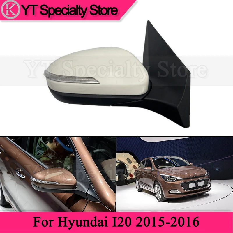 Kamshing 5/6/8 Wire Side Rearview Mirror Assembly For Hyundai I20 2015-2016 Outside Rear View Mirror (White)