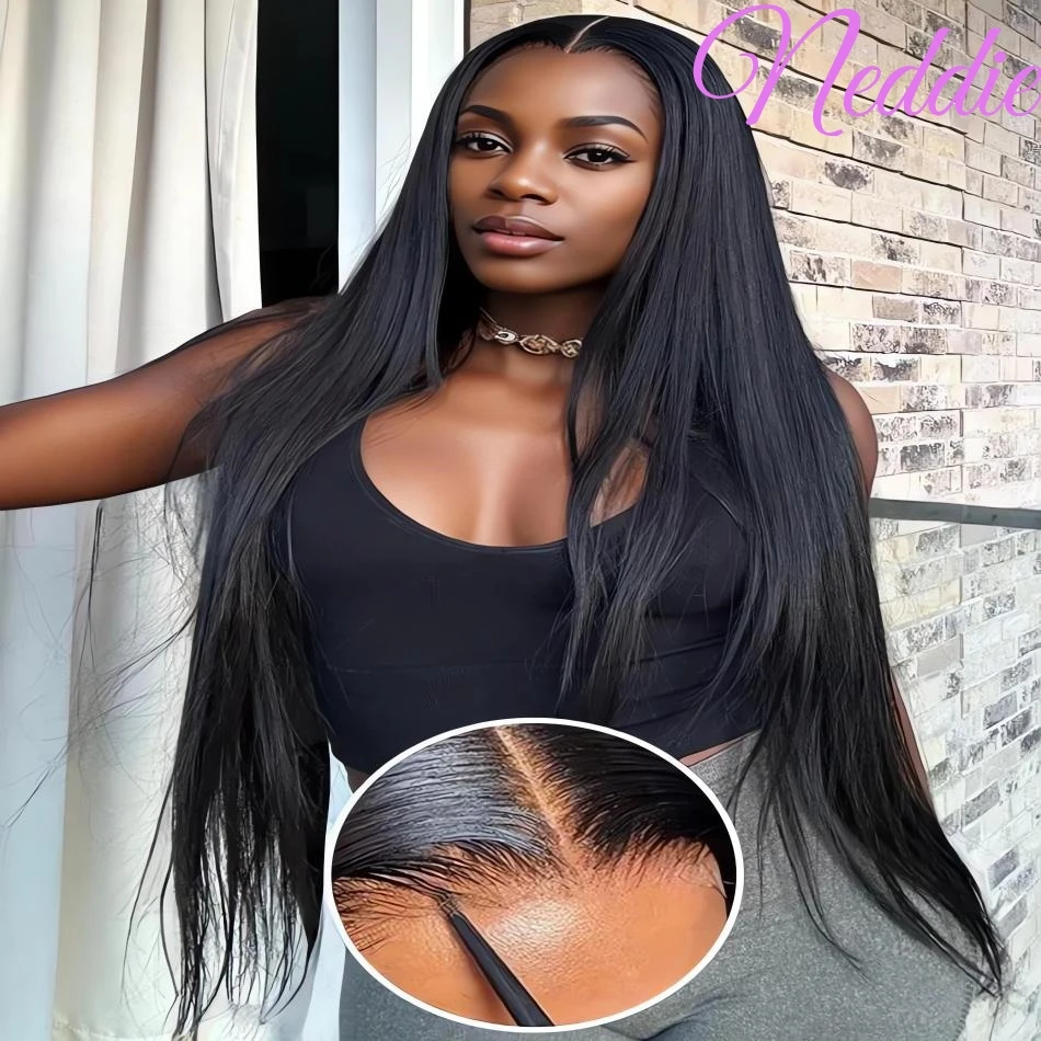 

30 40 Inch Human Hair 100% Natural Straight 5x5 Lace Frontal Wig PrePlucked Afro Closure Wig Ready To Wear For Women Choice