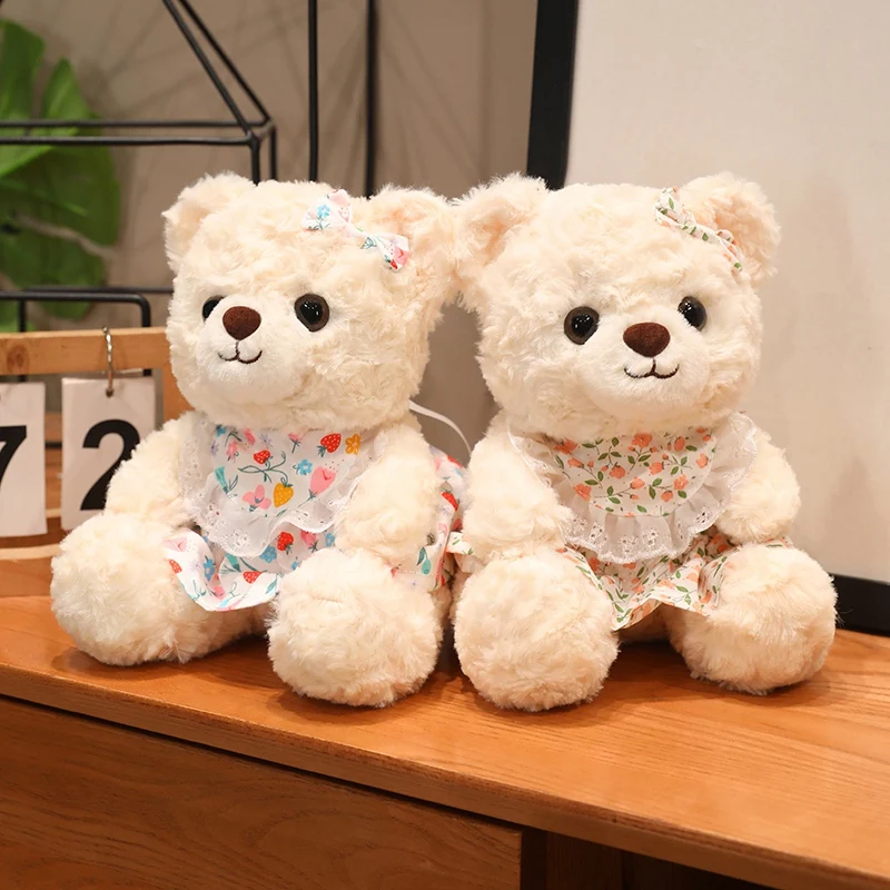Cute Teddy Bear Soft Plush Toys Adorable Dress Bow Bear Stuffed Plush Animals Princess Birthday Gifts Girls Favors