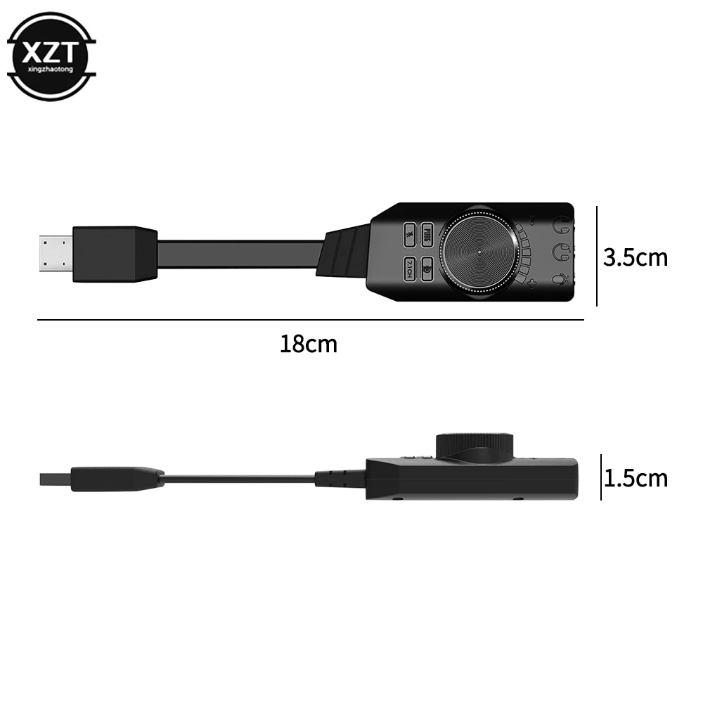 7.1Channel External USB Computer Game Sound Card for PUBG Gaming External Audio Card 3.5mm USB Adapter Plug and Play PC Laptop