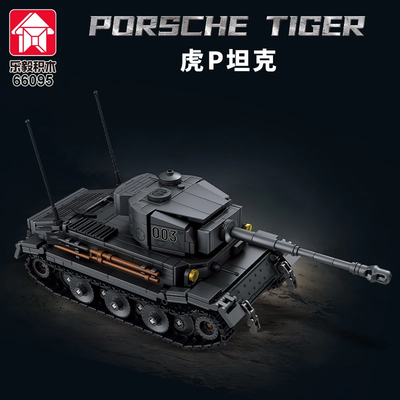 Zestaw klocków Porsche Tiger Tank, czołg wojskowy z II wojny światowej, MOC, czołg bojowy, żołnierze, niemiecki, dla dzieci, chłopców, na prezent.