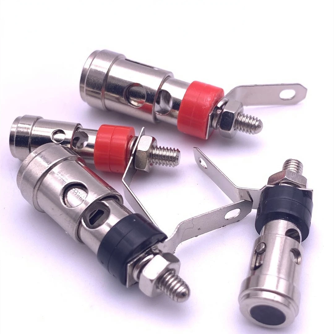 High Quality 2PCS Nickel Plated 2/4mm L Banana Audio Plug Jack Socket Connector Amplifier Terminal Spring Loaded Binding Post