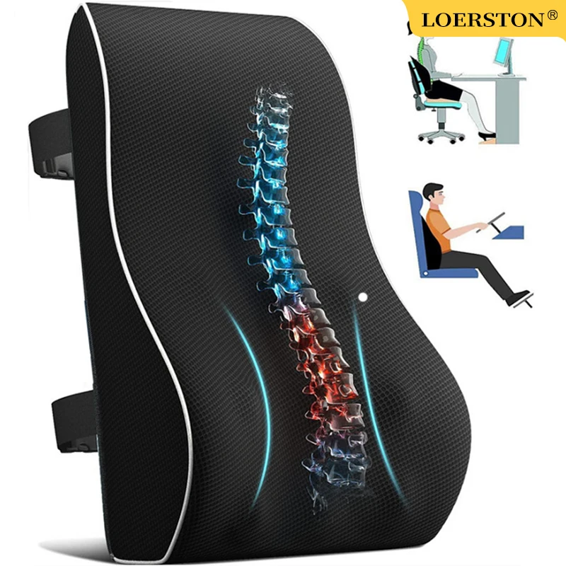 Car Seat Cushion/Waist Office Chair Back Lumbar Support Rest Rebound Memory Foam Cushion Pad Back Lumbar Cushion for Car Driver