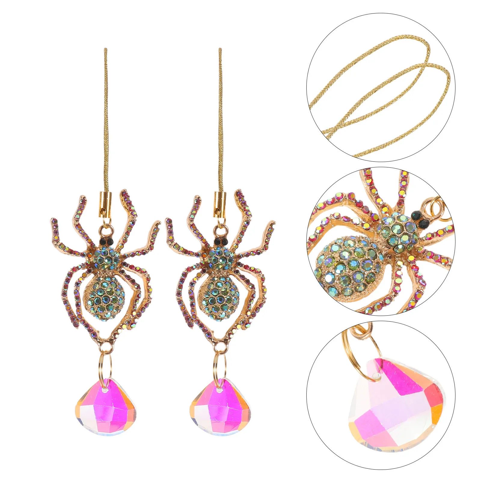 4Pcs Halloween Prism Sun Catcher Window Hanging Ornament 12Cm Crystal Rainbow Maker Spider Reptile Garden Decor Outdoor Hanging