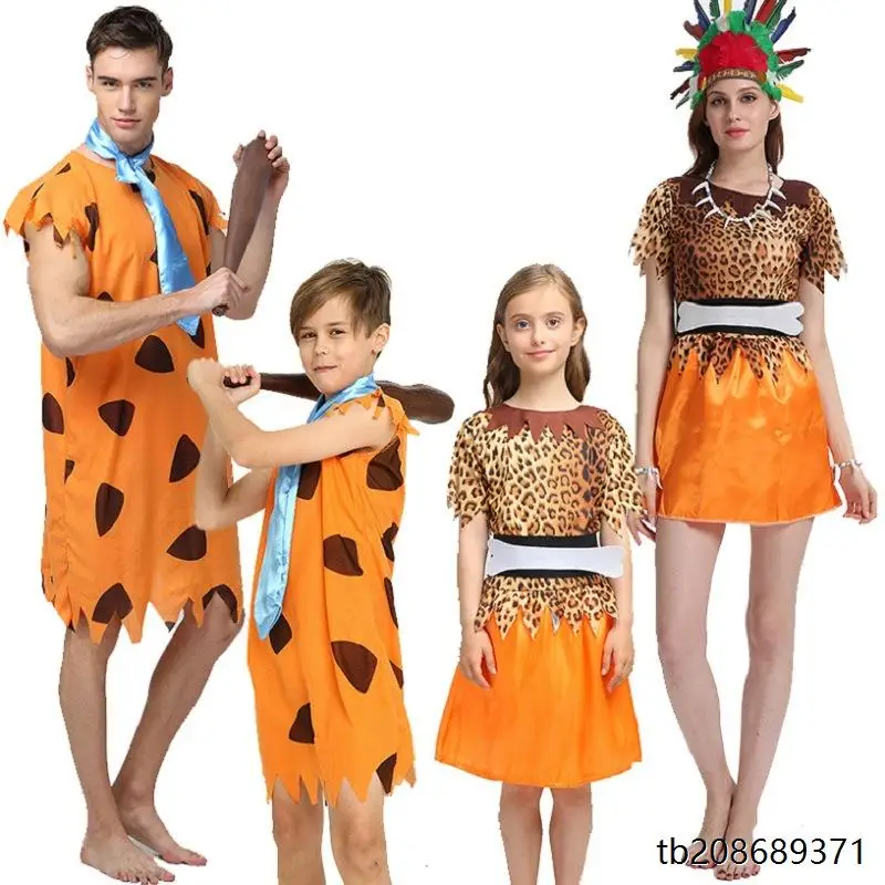 زي تنكري للرئيس الهندي للنساء والرجال، زي الرجل البري البدائي لأداء ملابس الهالوين Indigus People #1