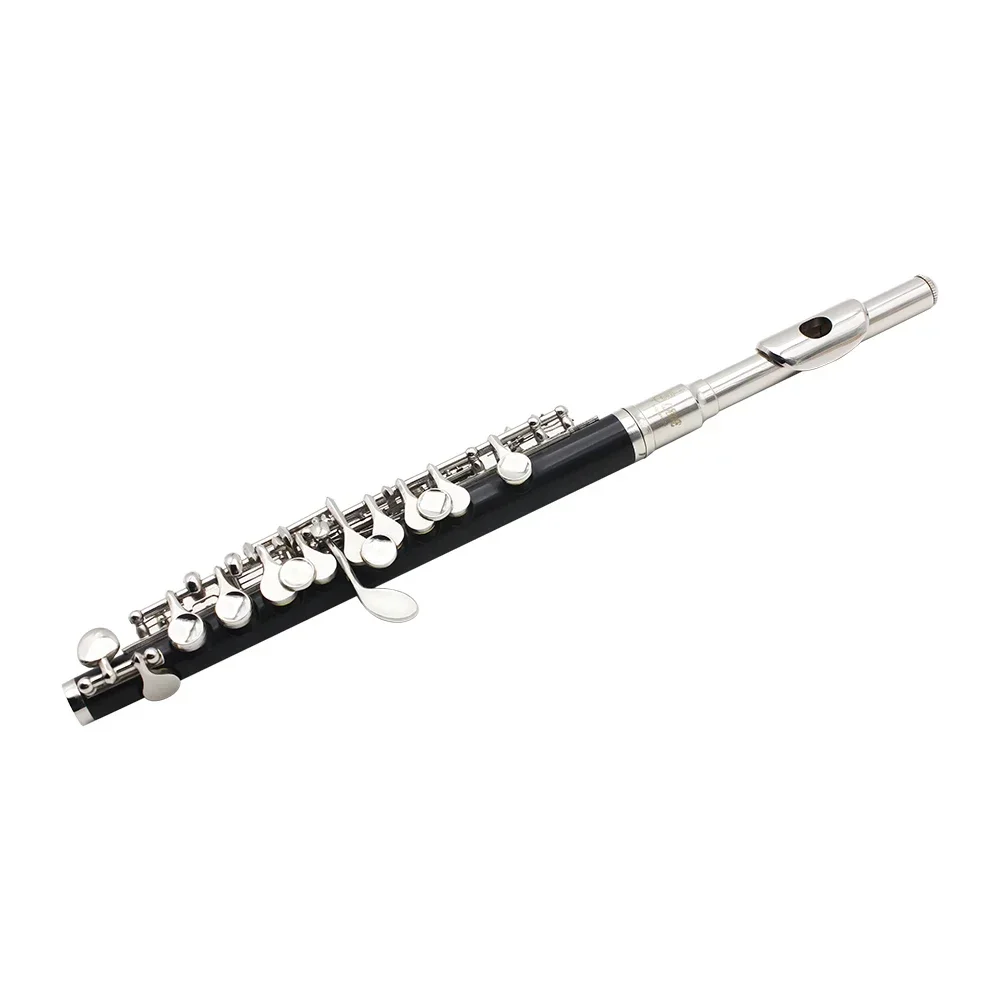 Black Silver C Key Piccolo Half-Size Flute Cupronickel Silver Plated Piccolo with Padded Case Cleaning Cloth Stick Screwdriver