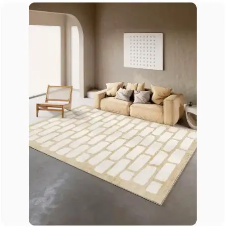 

Nordic Style Checkerboard Grid Carpet, Monochromatic, Rectangular Living Room Sofa, Short Plush Non-Slip Mat