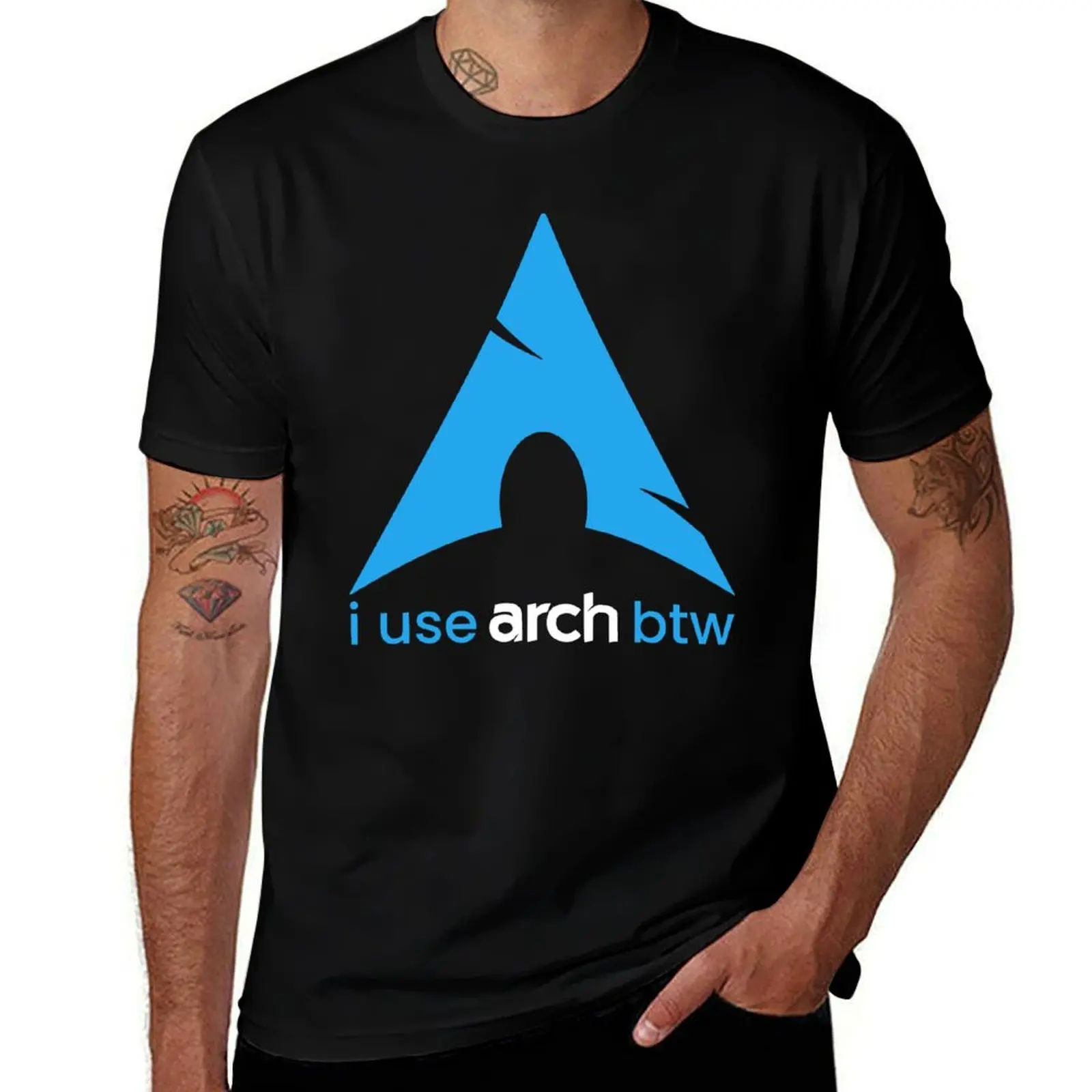 blue triangle I Use Arch Btw T-Shirt Large Size Loose Casual Tee T-Shirt
