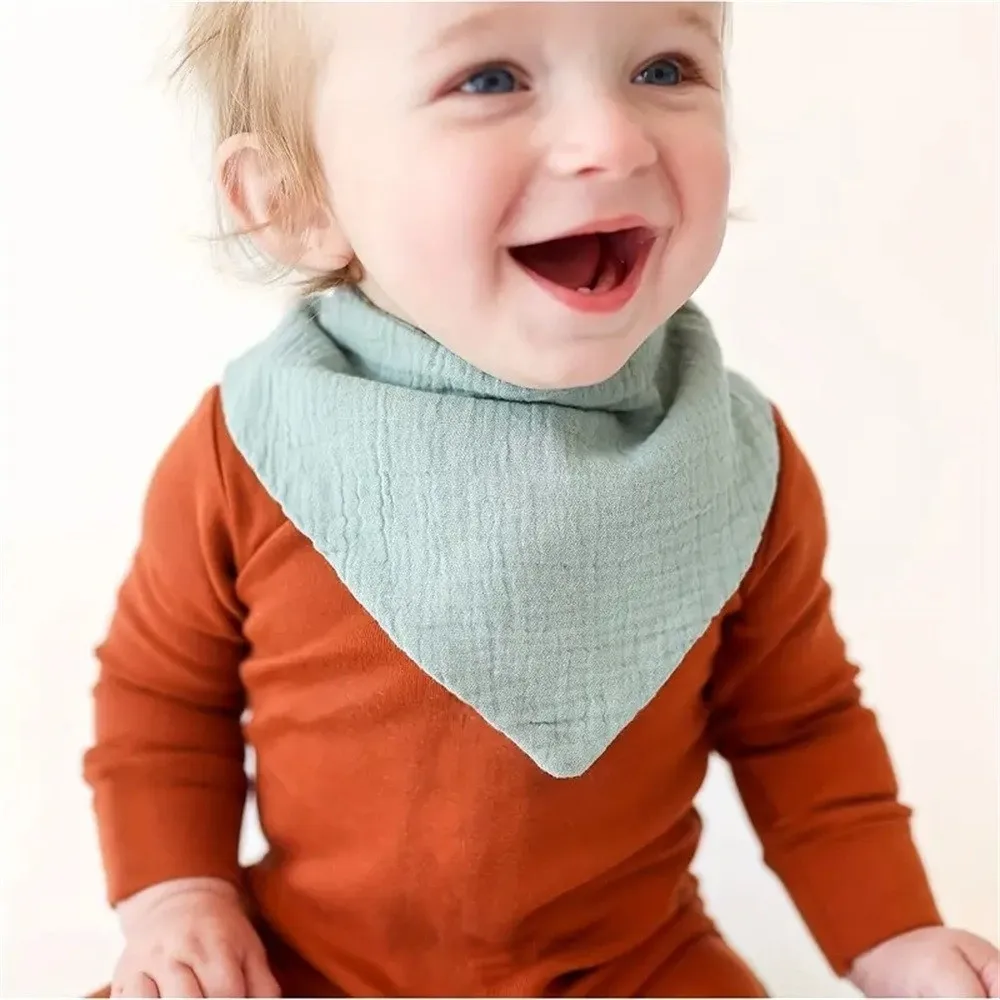 Cotton Material Newborn Feeding Saliva Towel Soft Absorbent Baby Burp Cloth Solid Color Triangle Shape Drool Bandana Bib