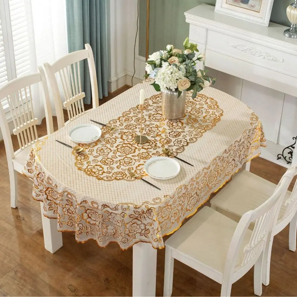 Waterproof Oval Tablecloth Embroidered Anti-Scald Table Mat Oil Resistant Anti Slip Printed Tablecloth Wedding Dining Room